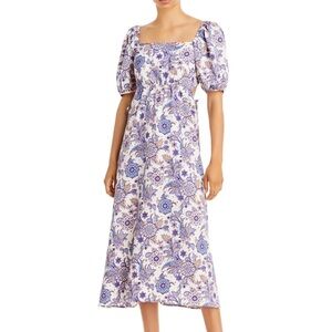 Ava and Esme Paisley Pouf sleeve square neck, side cut-outs dress, Size S